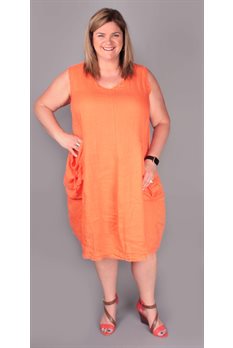 Orange Linen Dress 