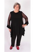 Tunique noire en tricot soyeux et filet