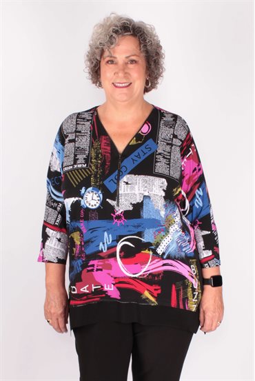 Tunique à coupe boxy à tricot soyeux avec imprimé