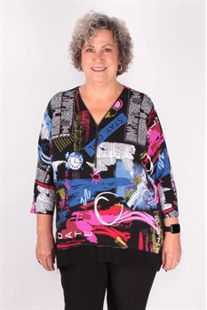 Casual Abstract V-neck Top