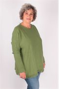 Pull Tricot Avec Franges Vert