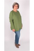 Pull Tricot Avec Franges Vert